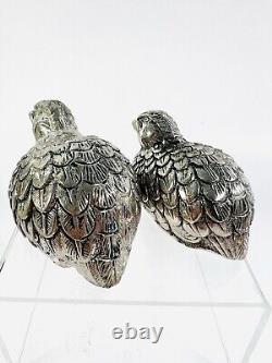 Vintage GUCCI 1970's Quail Bird Salt & Pepper Shakers Italy Pewter Silver Plated