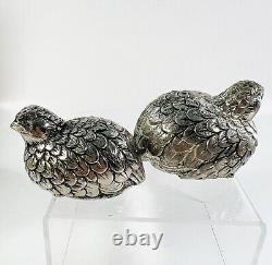 Vintage GUCCI 1970's Quail Bird Salt & Pepper Shakers Italy Pewter Silver Plated