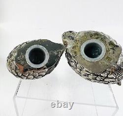 Vintage GUCCI 1970's Quail Bird Salt & Pepper Shakers Italy Pewter Silver Plated