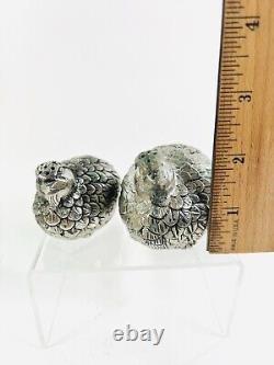 Vintage GUCCI 1970's Quail Bird Salt & Pepper Shakers Italy Pewter Silver Plated