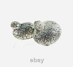 Vintage GUCCI 1970's Quail Bird Salt & Pepper Shakers Italy Pewter Silver Plated