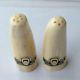 Vintage Genuine Eskimo Made Ivory Tusk Salt Pepper Shakers Inuit Carving Sticker