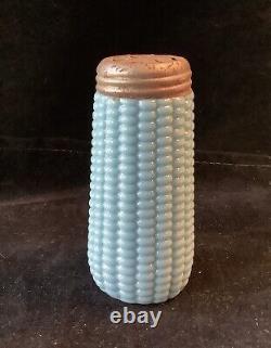 Vintage Glass Blue Corn or Antique Shaker by Dithridge? & Sons 1894 3 3/4 inches