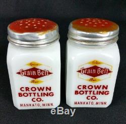 Vintage Grain Belt Beer Salt Pepper shakers Crown Bottling Mankato MN Windmill