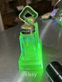 Vintage Green Uranium Glass Salt and Pepper Shakers