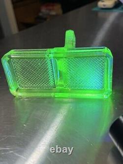 Vintage Green Uranium Glass Salt and Pepper Shakers