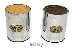 Vintage Gucci GG 1970's Chrome/ Wood Salt & Pepper Shakers- RARE