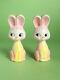 Vintage HARD TO FIND Pink Bunny Rabbits Salt and Pepper Shakers Japan