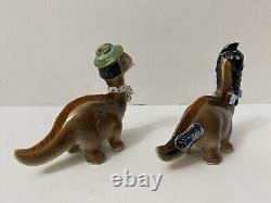 Vintage HTF 1950s Norcrest Anamorphic Dinosaur Salt & Pepper Shakers MINT
