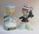 Vintage HTF Enesco Winking Boy and Girl Salt Pepper Shakers Sweet Shoppe Kids