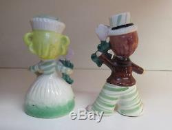 Vintage HTF Enesco Winking Boy and Girl Salt Pepper Shakers Sweet Shoppe Kids