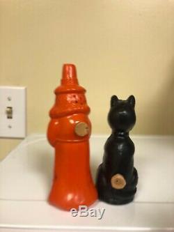 Vintage Halloween Rosbro Witch And Cat Salt Pepper Halloween One Day Sale