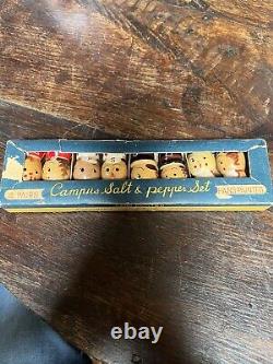 Vintage Hand Painted Wooden Salt and Pepper Shakers NIB MCM by Campus