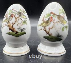 Vintage Herend Hungary Salt And Pepper Shakers Butterfly Birds Porcelain Painted