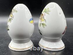 Vintage Herend Hungary Salt And Pepper Shakers Butterfly Birds Porcelain Painted