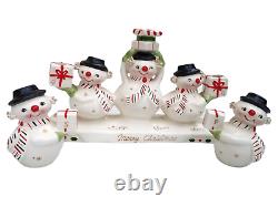 Vintage Holt Howard Christmas Snowman Candle Holder Salt & Pepper Shakers