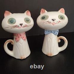 Vintage Holt Howard Cozy Kittens Winky Blinky Cat Salt Pepper Shakers FOIL LABEL