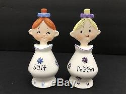 Vintage Holt Howard Jolly Floral Girls Pixieware Salt & Pepper Shaker Set Pixie