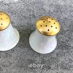 Vintage Iridescent Salt & Pepper Set With Gold Top Made in Japan Ceramic
