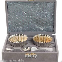 Vintage Italy Silver Salt/Sugar/Pepper Cellars/Bowl with Mother of Pearl Spoon