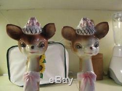 Vintage Japan Napco Set of Long Neck Bambi Deer Salt & Pepper Shaker Set 1956