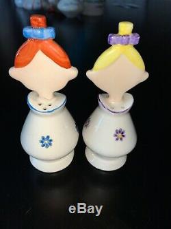 Vintage Jolly Floral Girls Salt Pepper Shakers Pixieware For Holt Howard Decor