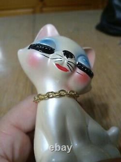 Vintage Kitsch Cat Kitty Kitten Salt Pepper Eyelash Anthropomorphic Japan