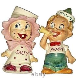 Vintage Kitschy Salty & Peppy Freckle Face Kids Salt & Pepper Shakers Japan