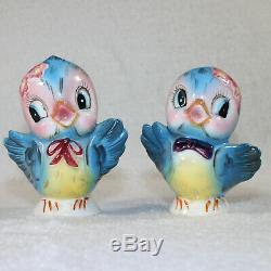Vintage Lefton Bluebird Salt and Pepper Shakers Blue Bird 1950s Anthropomorphic