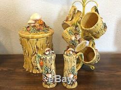 Vintage Lefton China Mushroom Forest Cookie Jar, Salt/Pepper Shaker, 6 mugs set