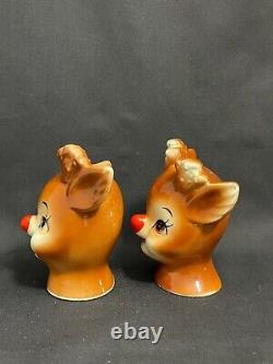 Vintage Lefton Rudolph the Red Nosed Reindeer Salt and Pepper Shakers