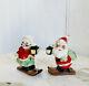 Vintage Lefton Santa And Mrs Claus On Skis Salt And Pepper Shakers