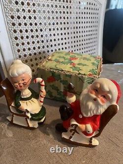 Vintage Lefton salt and pepper shakers mr and mrs claus, 8139