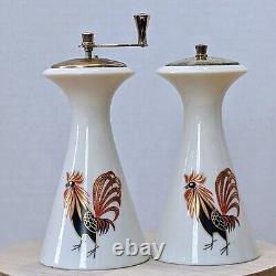 Vintage Lenox Rooster Salt & Pepper Mill Set MCM Farmhouse Decor