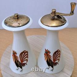 Vintage Lenox Rooster Salt & Pepper Mill Set MCM Farmhouse Decor