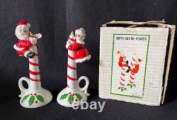 Vintage Lipper Mann Christmas Santa/Mrs Claus Candle Salt Pepper Shakers Japan