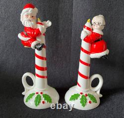 Vintage Lipper Mann Christmas Santa/Mrs Claus Candle Salt Pepper Shakers Japan