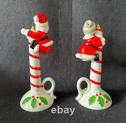 Vintage Lipper Mann Christmas Santa/Mrs Claus Candle Salt Pepper Shakers Japan