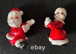 Vintage Lipper Mann Christmas Santa/Mrs Claus Candle Salt Pepper Shakers Japan