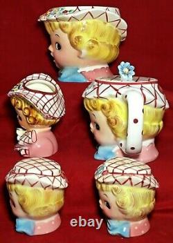 Vintage Lot Miss Dainty Lefton Cookie Jar Teapot Salt Pepper Shakers Sugar Bowl