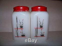 Vintage MCKEE Stick Pots Salt & Pepper Large Milk Glass Shakers RARE 4 1/2 Tall