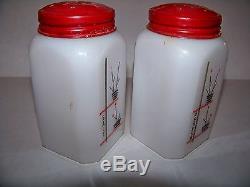 Vintage MCKEE Stick Pots Salt & Pepper Large Milk Glass Shakers RARE 4 1/2 Tall