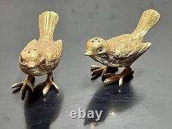 Vintage (MCM) Metal Gold Tone Plated Birds Salt and Pepper Shakers, Decor