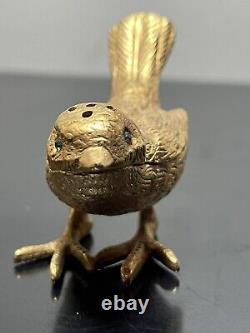 Vintage (MCM) Metal Gold Tone Plated Birds Salt and Pepper Shakers, Decor