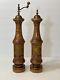 Vintage Made in Italy Hand Crank Pepper Mill and Salt Shaker Set 17 Tall Wood