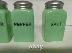 Vintage McKee Block Letter Jadeite Salt Pepper Flour Sugar Range Shakers