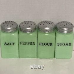 Vintage McKee JADITE Jadeite Square Range Salt Pepper Flour Suga? R Shakers Set