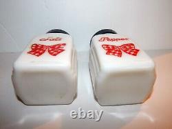 Vintage McKee Red Gingham Bow Roman Arch Salt & Pepper Shakers Rare