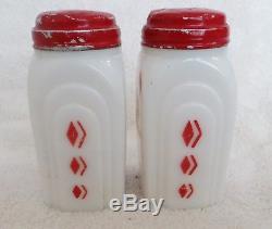Vintage McKee Salt and Pepper Roman Arch Red Diamond Check Shakers
