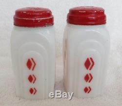 Vintage McKee Salt and Pepper Roman Arch Red Diamond Check Shakers